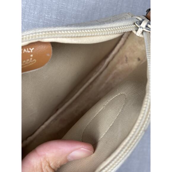 Vintage Gucci GG Supreme Monogram Crossbody Bag Leather Trim Italy Authentic - Picture 7 of 11